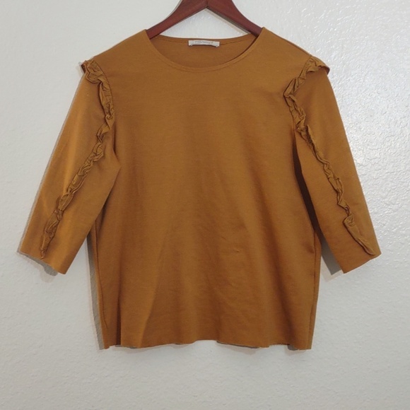 Zara Tops - USED ZARA MUSTARD COLOR MID LENGTH SLEEVE -WINTER 2017-2018